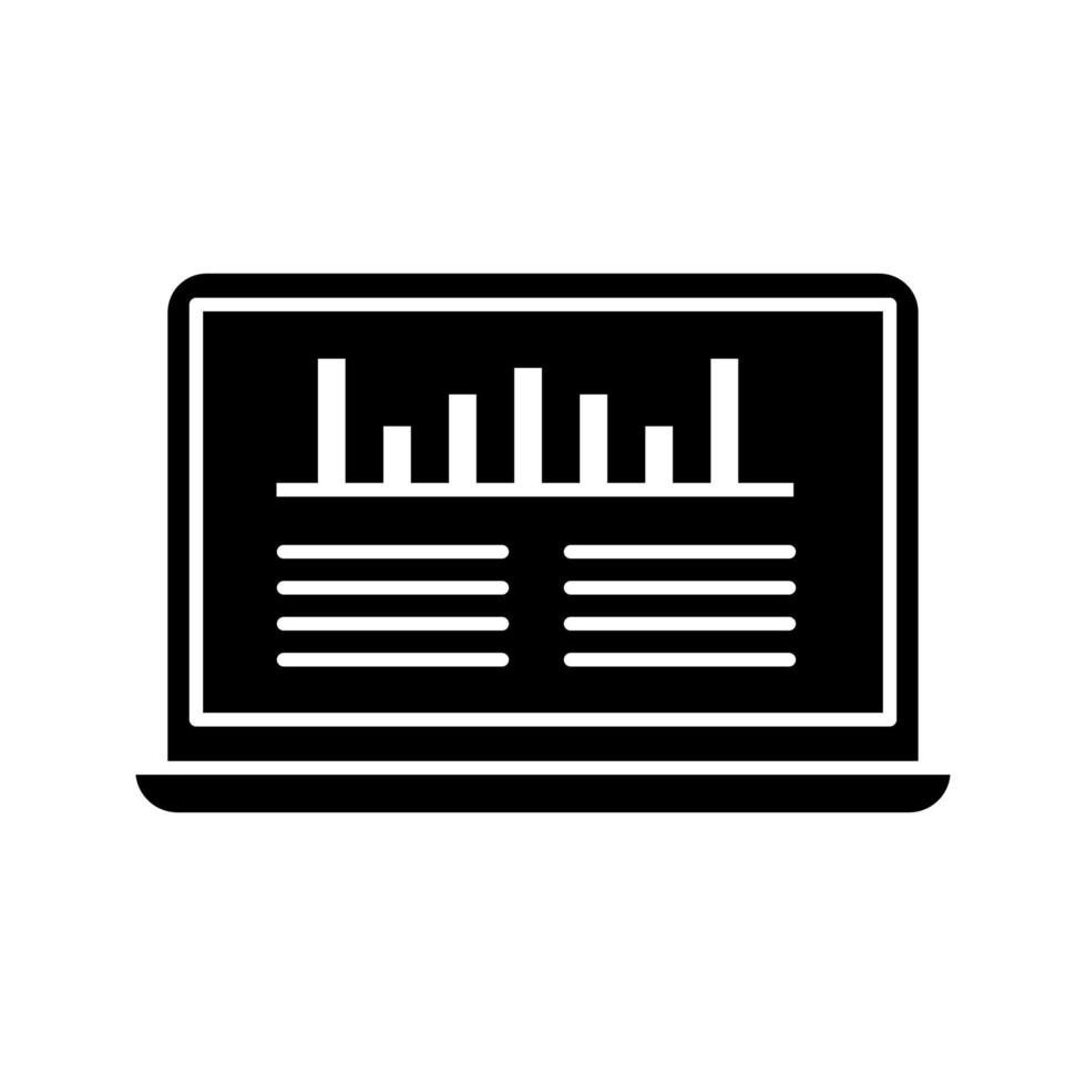 glyph-pictogram voor sociale media-analyse. analyse van webverkeer. rangschikking van de site. smm, seo-statistieken. marketinganalyses. gegevens analyseren. silhouet symbool. negatieve ruimte. vector geïsoleerde illustratie