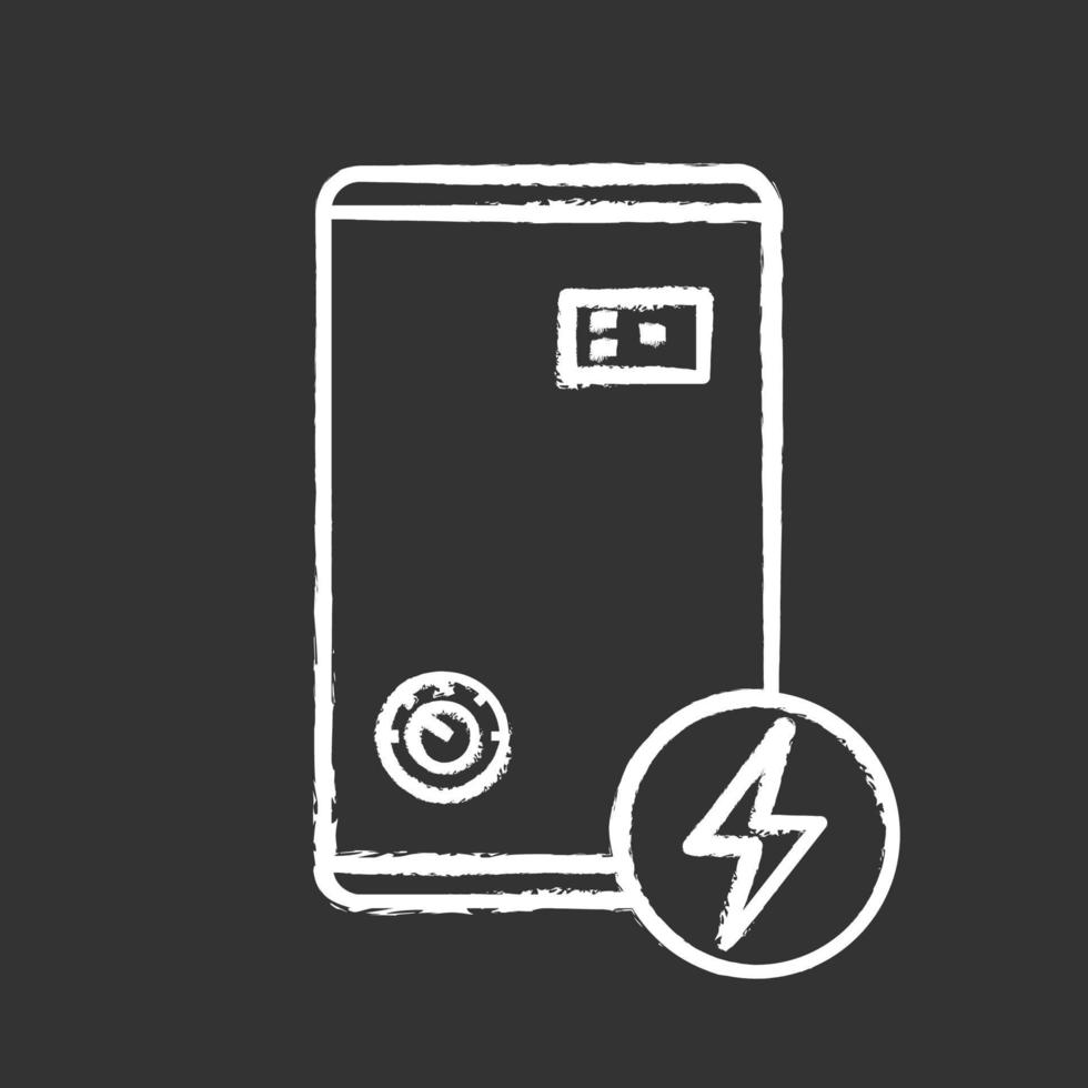 elektrische verwarmingsketel krijt icoon. huis centrale verwarming. verwarmingssysteem. geïsoleerde vector schoolbordillustratie