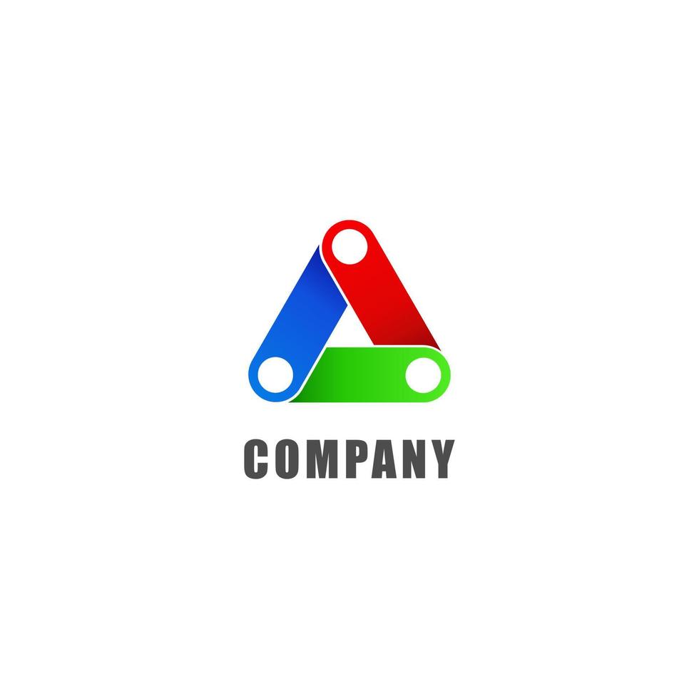 RGB driehoek logo concept, sociaal netwerk, multimedia bedrijfslogo ontwerpsjabloon vector
