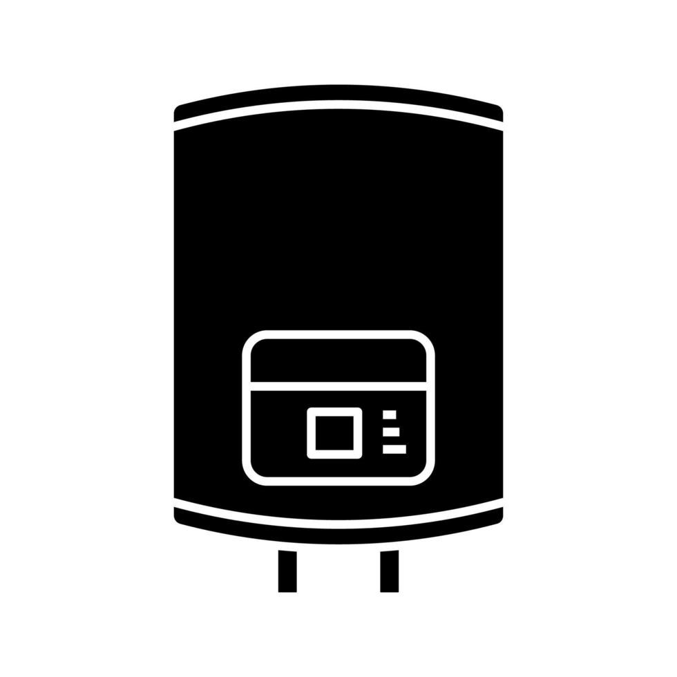 elektrische boiler glyph pictogram. water opwarmen. huis ketel. silhouet symbool. negatieve ruimte. vector geïsoleerde illustratie
