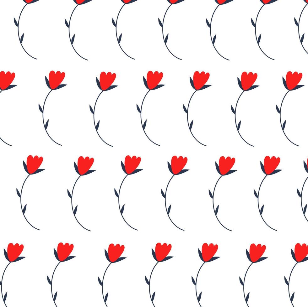 vectorillustratie van plat patroon met eenvoudige bloemen en bladeren vector