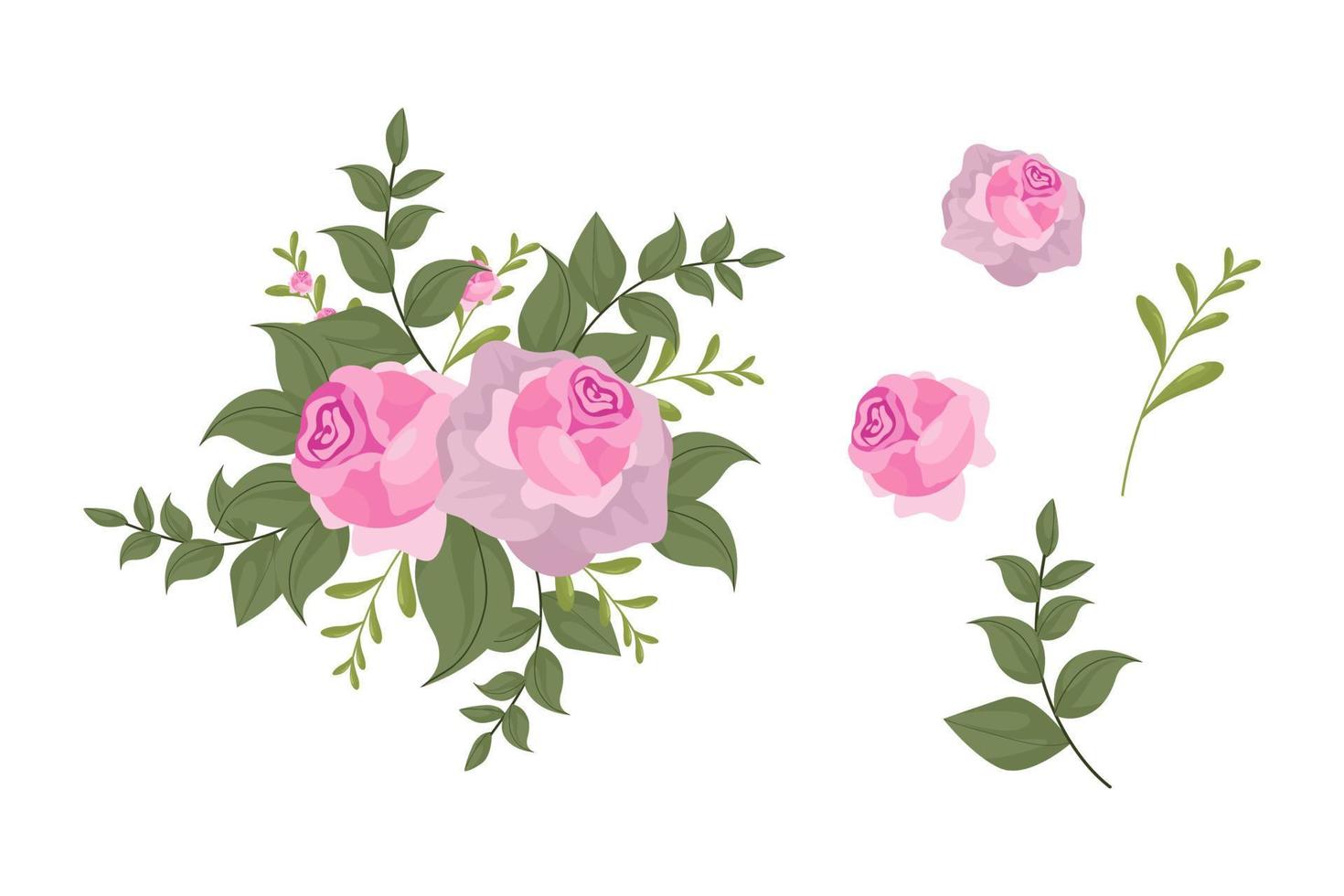 een verscheidenheid aan kleurrijke arrangementen van prachtige bladeren en bloemen vector