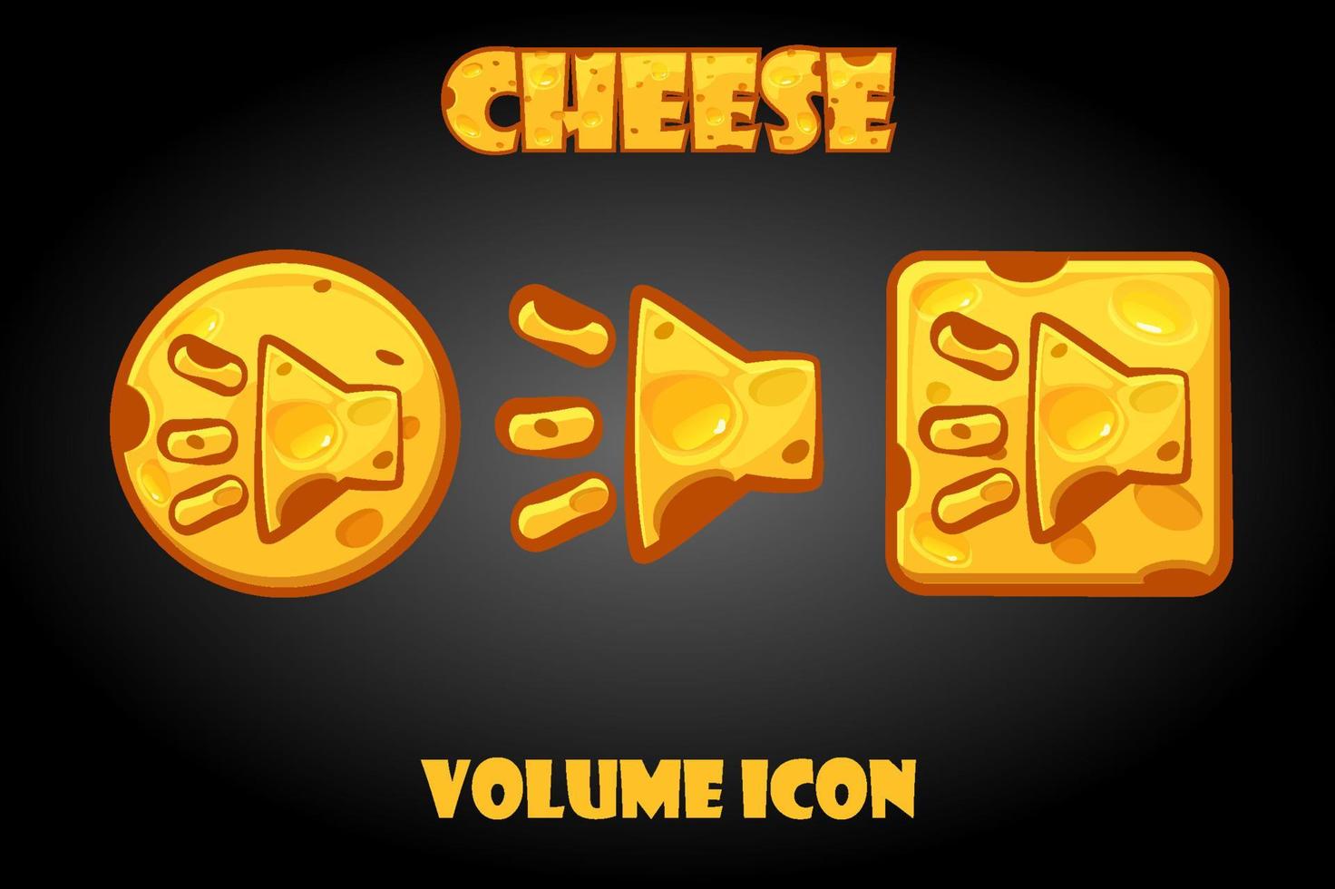 vector set kaas knoppen volume voor het spel. een groep geluidspictogrammen voor de interface.