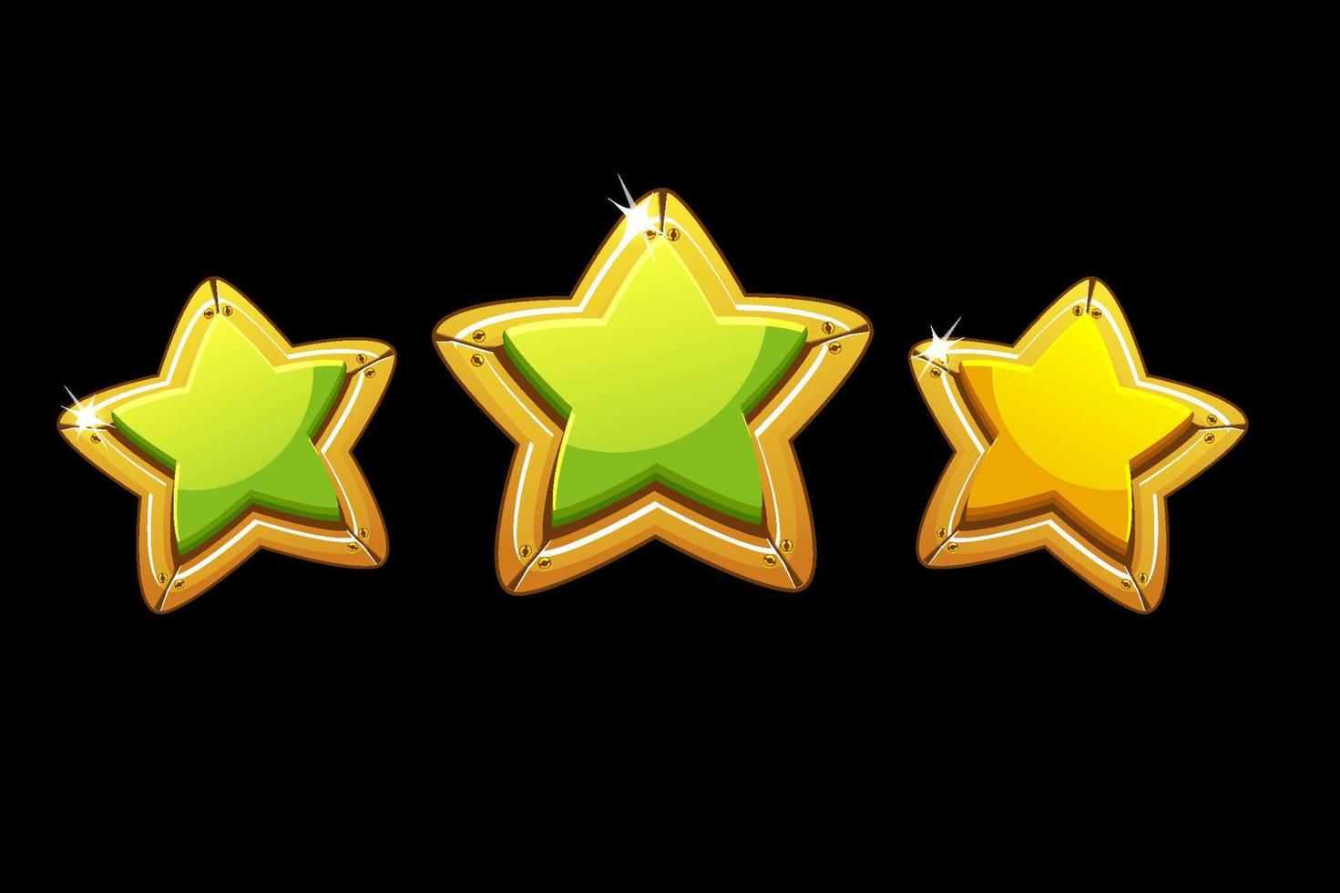 vectorillustratie van gouden sterren rating spel. stel geïsoleerde groene sterren in voor het spel. vector