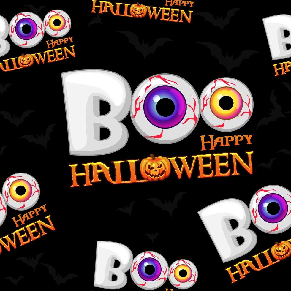 boo naadloos patroon, textuur van happy halloween. vectorillustratie van een enge achtergrond met ogen voor een ansichtkaart. vector