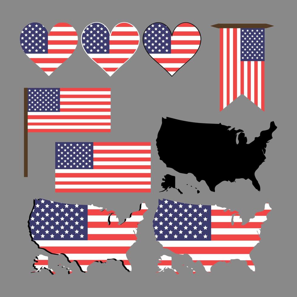 Verenigde Staten van Amerika. kaart en vlag van de vs. vectorillustratie. vector