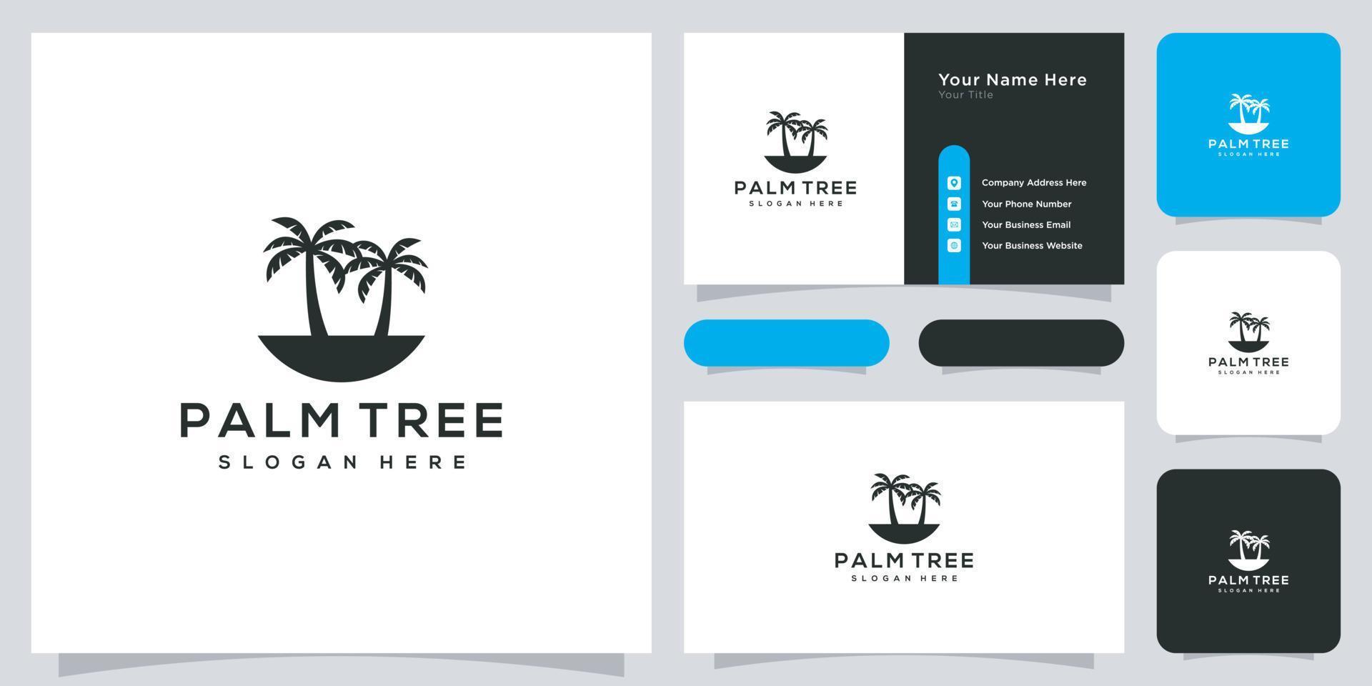 palmboom logo vector ontwerp en visitekaartje
