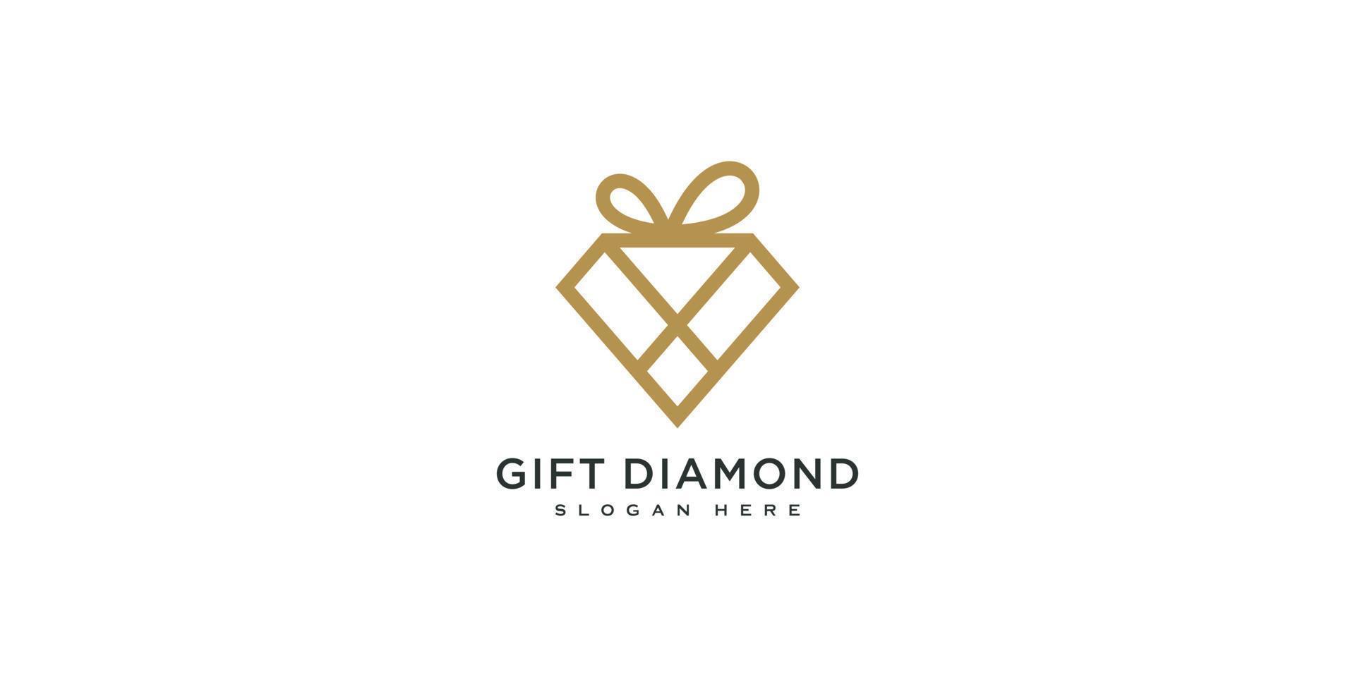 diamant cadeau logo vector ontwerp