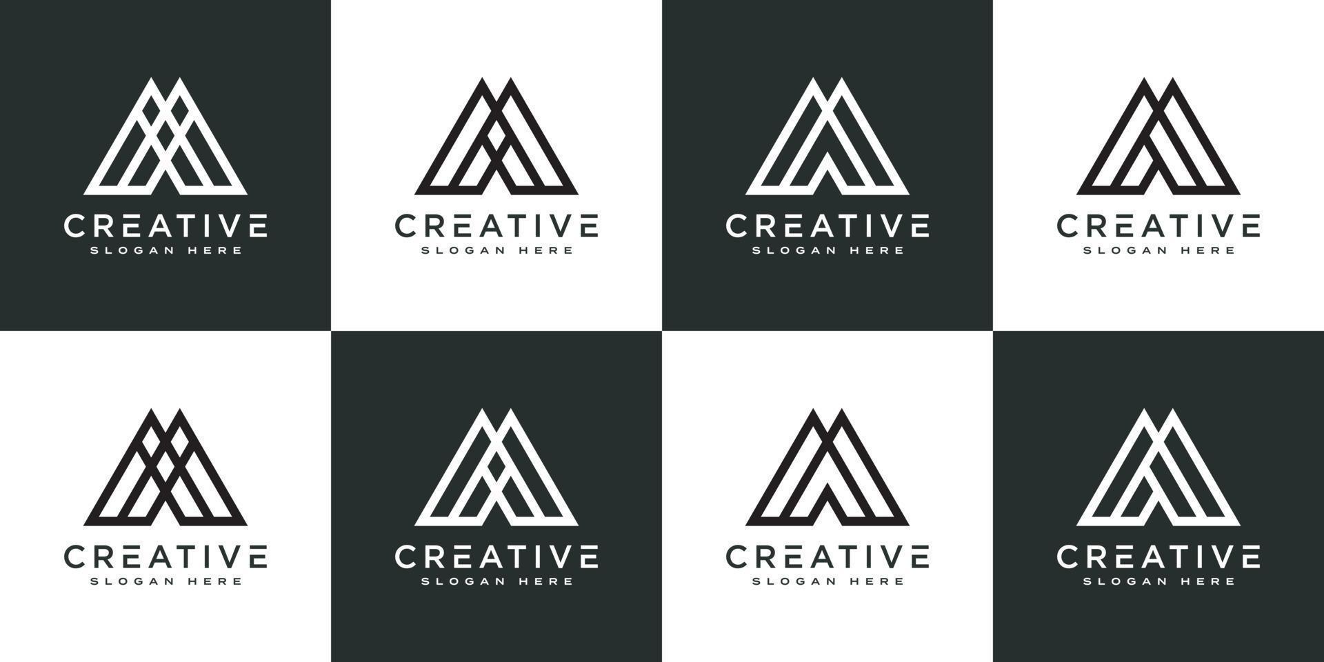 set initialen letter m abstract logo vector ontwerp