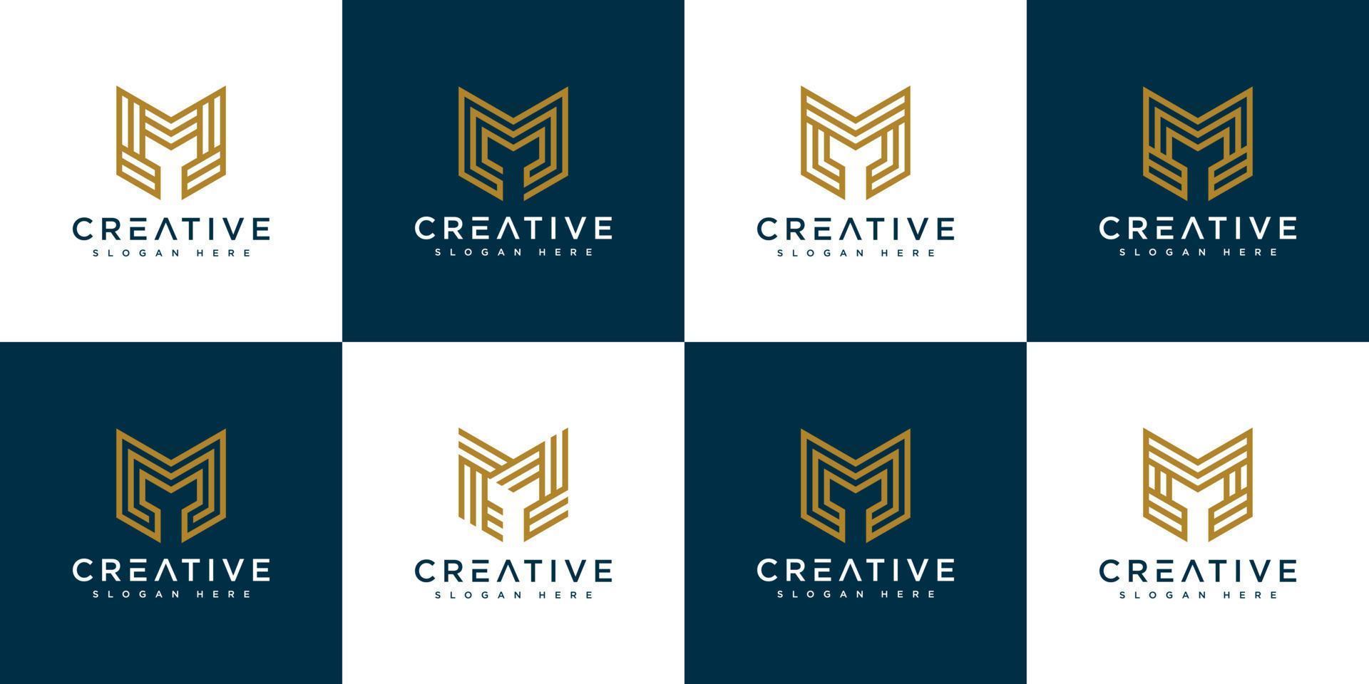 set initialen letter m abstract logo vector ontwerp