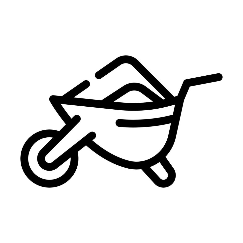 kruiwagen met compost lijn pictogram vectorillustratie vector