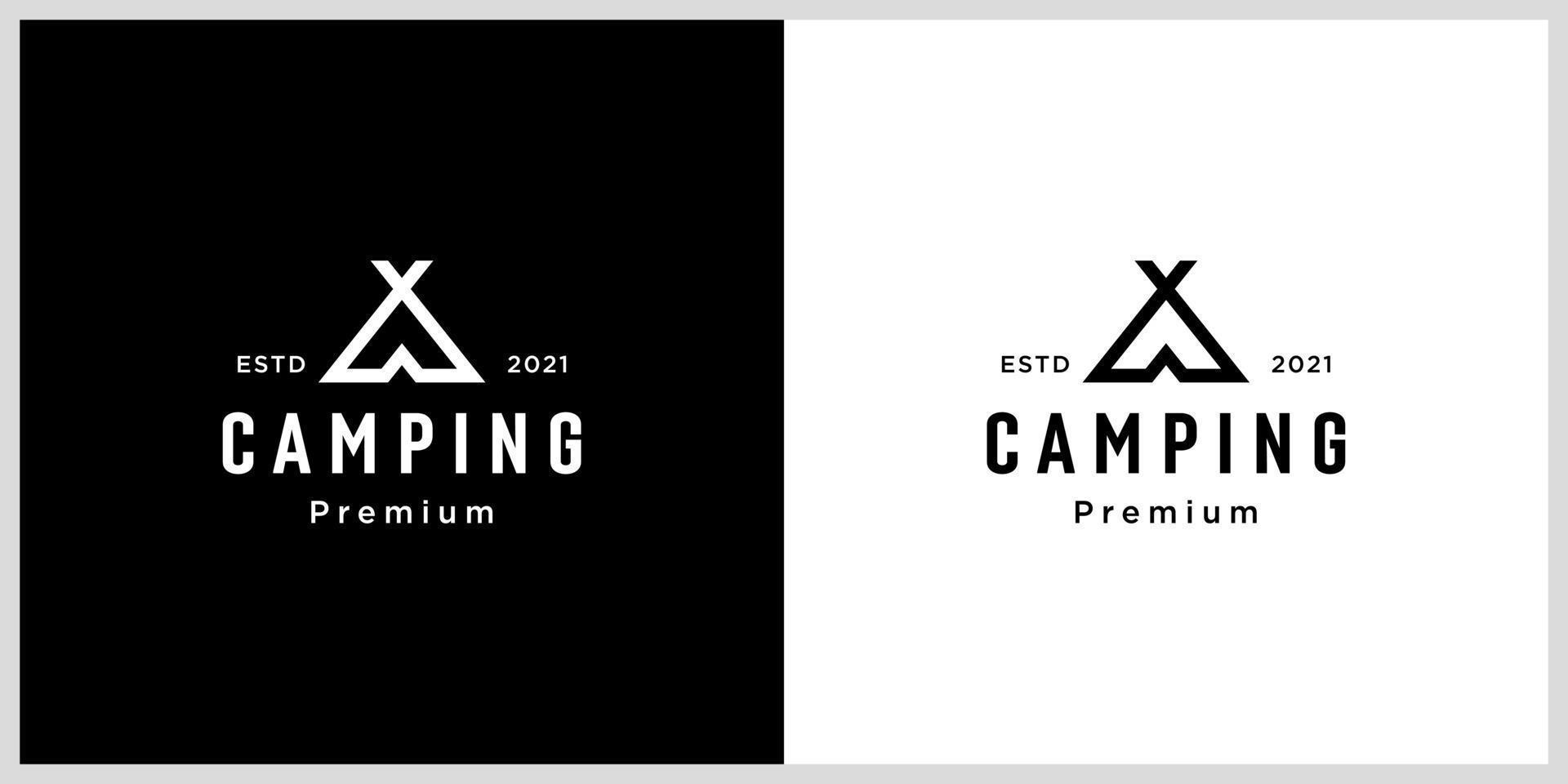 tent camping logo vector lijnstijl