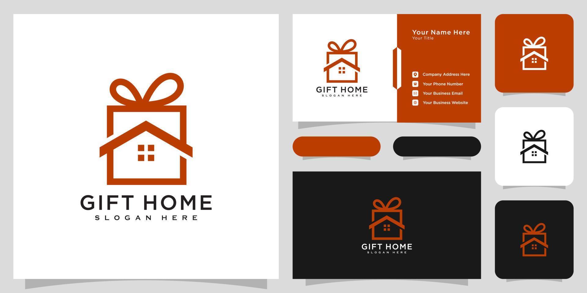cadeau huis, huis logo ontwerp vector en visitekaartje