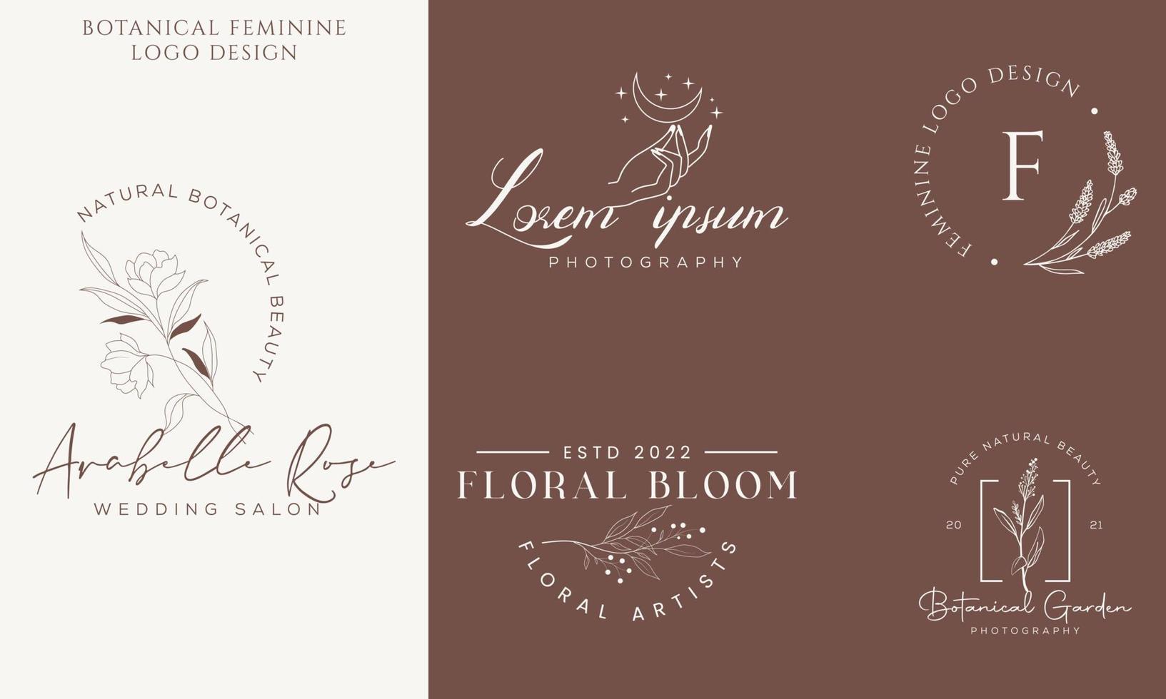 botanische bloemen element hand getekende logo met wilde bloemen en bladeren. logo voor spa en schoonheidssalon, boetiek, biologische winkel, bruiloft, floral designer, interieur, fotografie, cosmetica. vector