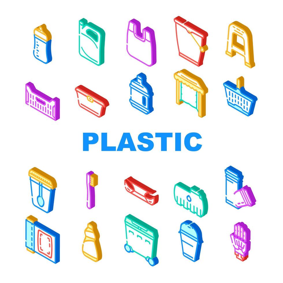 plastic accessoires collectie iconen set vector