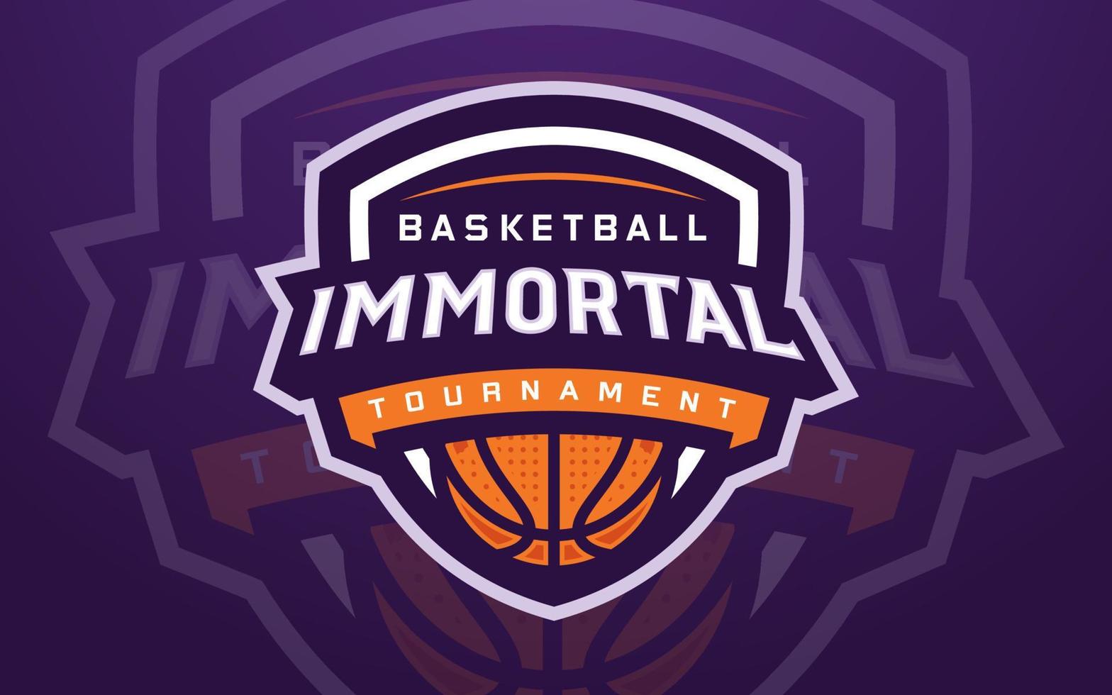 onsterfelijke basketbalclub logo sjabloon voor sportteam en toernooi vector