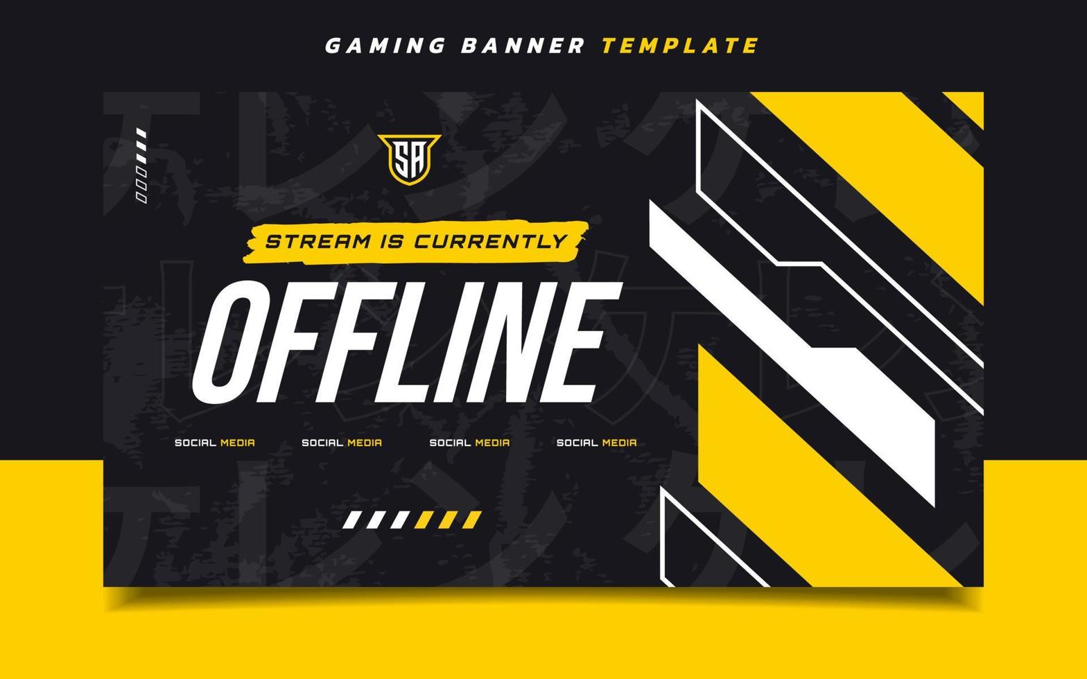 stream offline gaming-bannerschermsjabloon met logo voor sociale media vector