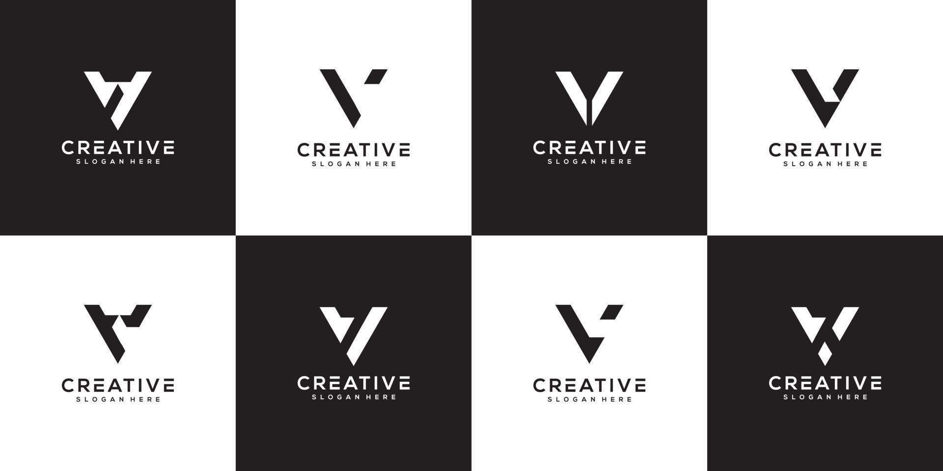 set van eerste letter v logo ontwerpsjabloon. vector