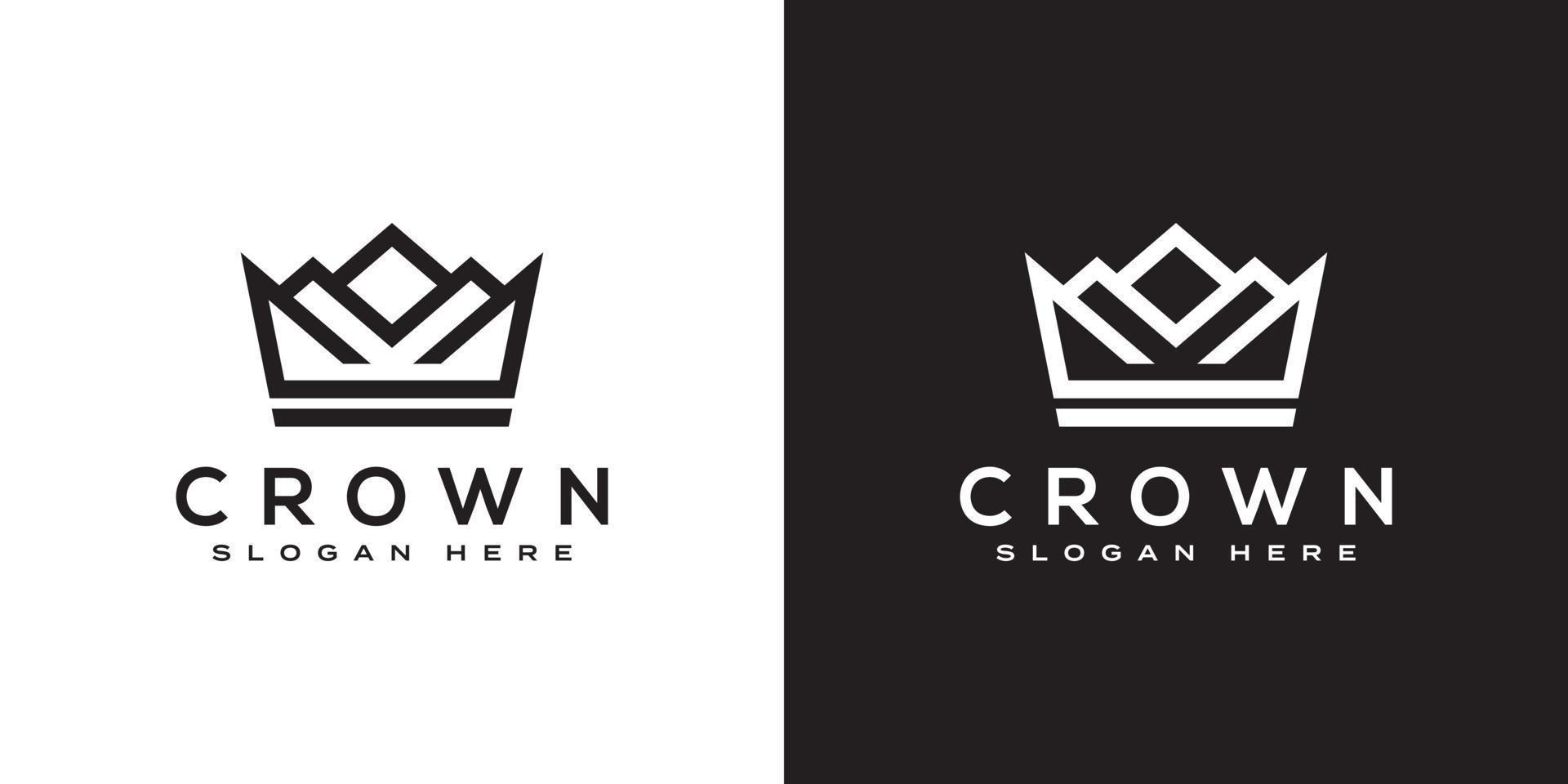 kroon logo vector mono lijn logo ontwerp