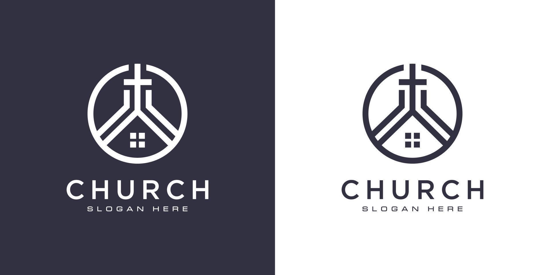 kerk christelijk logo ontwerp vector