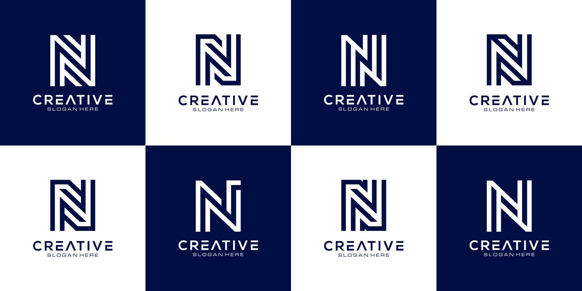 set van eerste n abstracte logo vector sjabloon