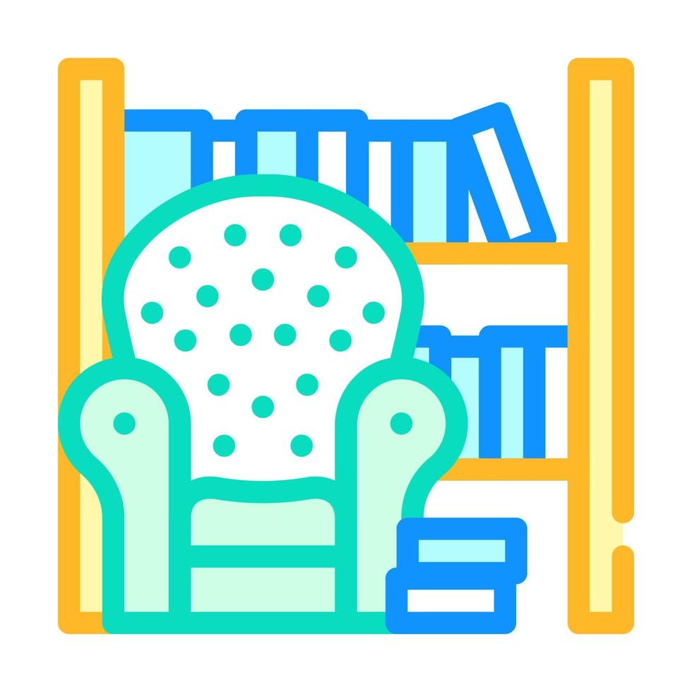 fauteuil bibliotheek kamer meubels kleur pictogram vectorillustratie vector