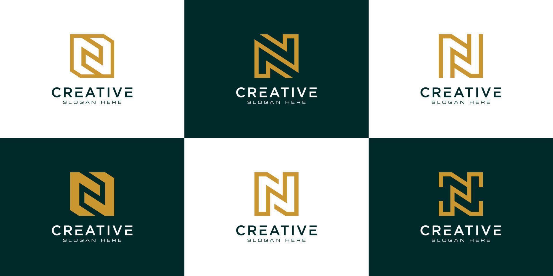 set van eerste letter n abstracte logo vector sjabloon