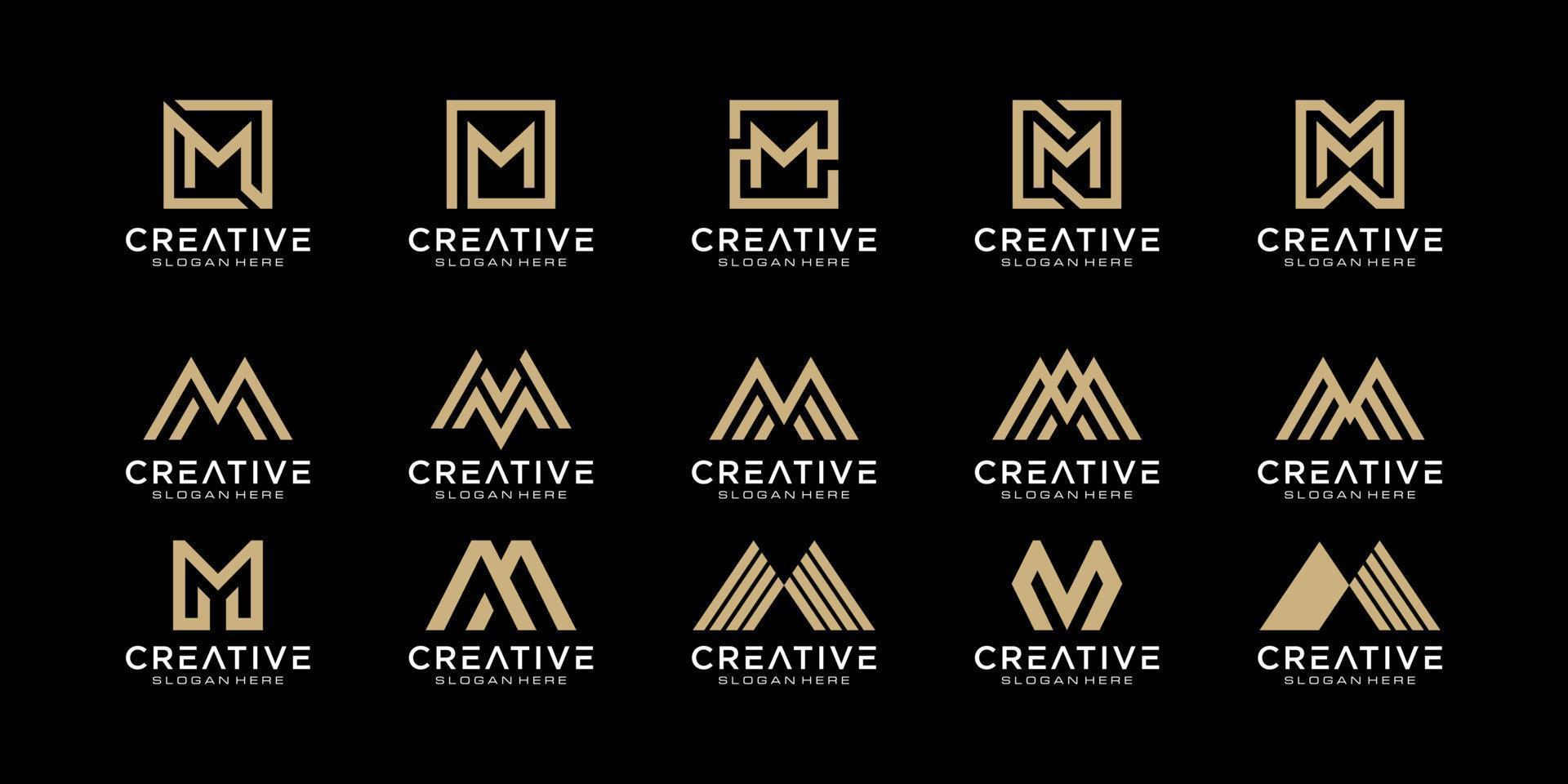 set initialen letter m abstract logo vector ontwerp