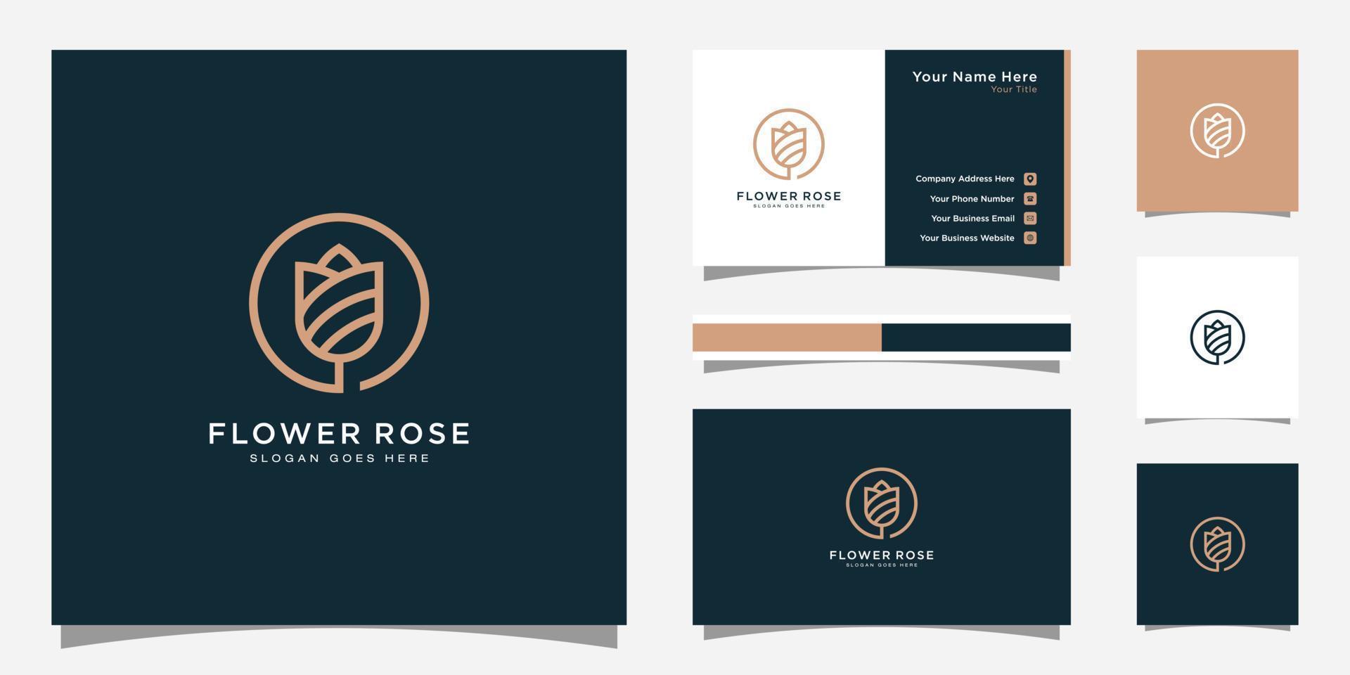roze bloem logo vector ontwerp en visitekaartje ontwerp