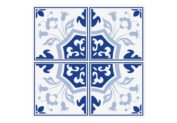 Delft blauwe bloemen tegels vector