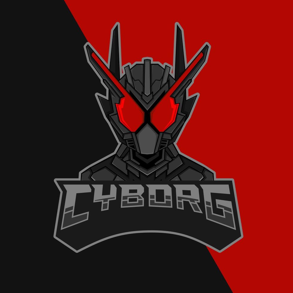 cyborg robot e-sports mascotte-logo. vector illustratie