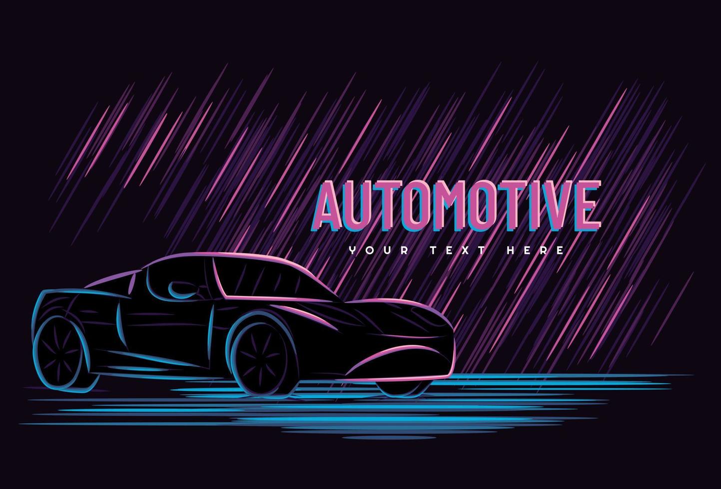 illustratie vectorafbeelding van auto automotive concept met lijn kunst neon teken stijl, goed voor t-shirt, spandoek, poster, bestemmingspagina, flyer. vector