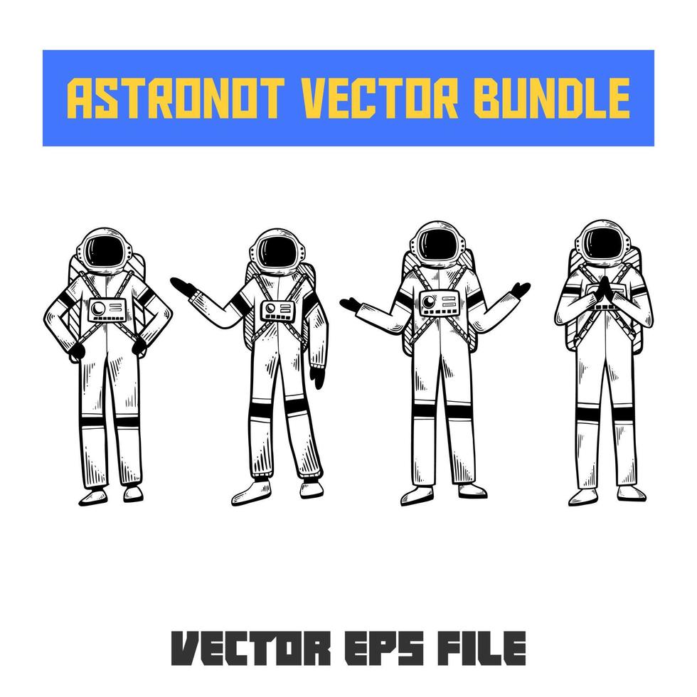 verschillende astronaut poses vectorillustratie vector