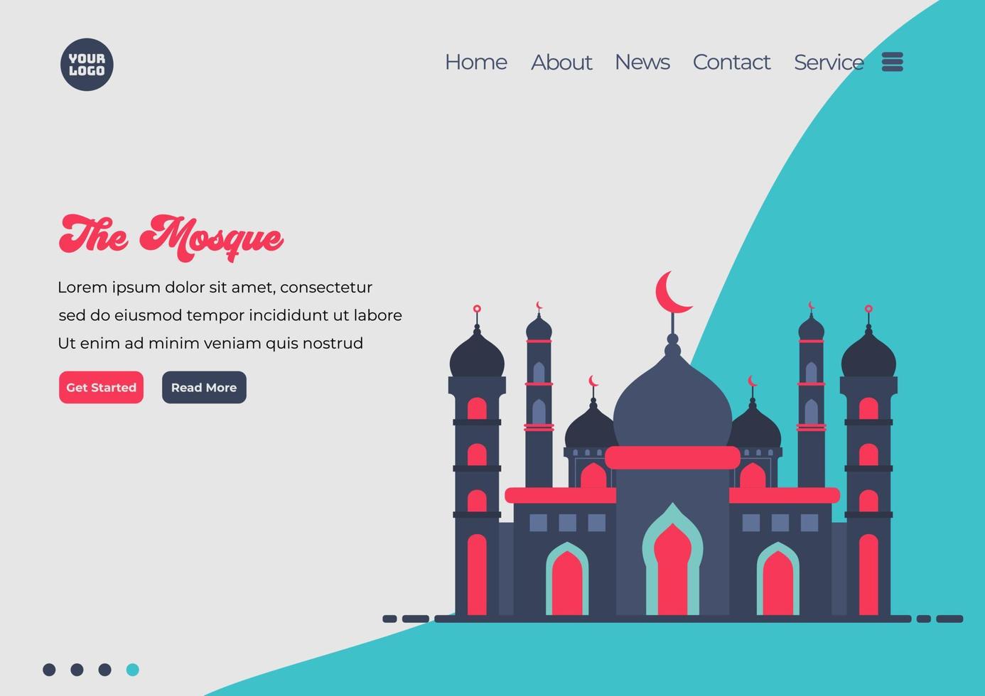 bestemmingspaginasjabloon van moskeeillustratie. modern plat ontwerpconcept van webpagina-ontwerp voor website en mobiele website. gemakkelijk te bewerken en aan te passen. vectorillustratie. platte ontwerpstijl vector