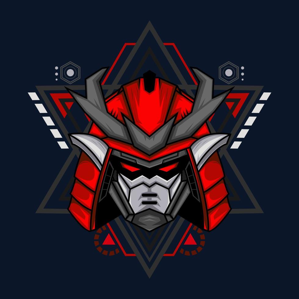 illustratie vectorafbeelding van cyborg robot ridder in de heilige geometrie ornamenten achtergrond, perfect voor t-shirt design, sticker, poster, koopwaar en e-sport logo vector