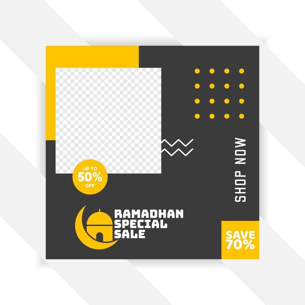 ramadan pakket voor sociale media. zakelijke presentatiesjabloon. set moderne vierkante blogposts bewerkbare eenvoudige infobanner, trendy boekomslagidee. minimaal. voor app, webmail digitale weergavestijl. vector