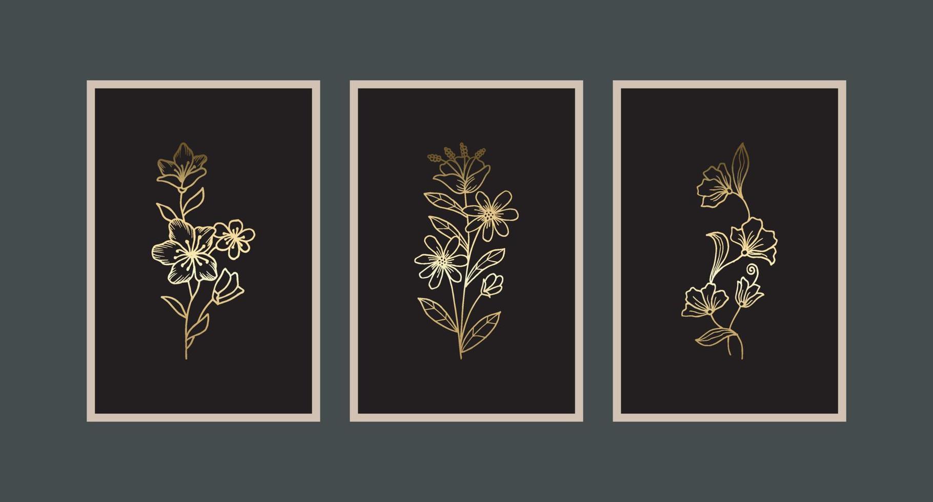 modern boho abstract trendy ontwerp als achtergrond. gouden planten schilderij. vector