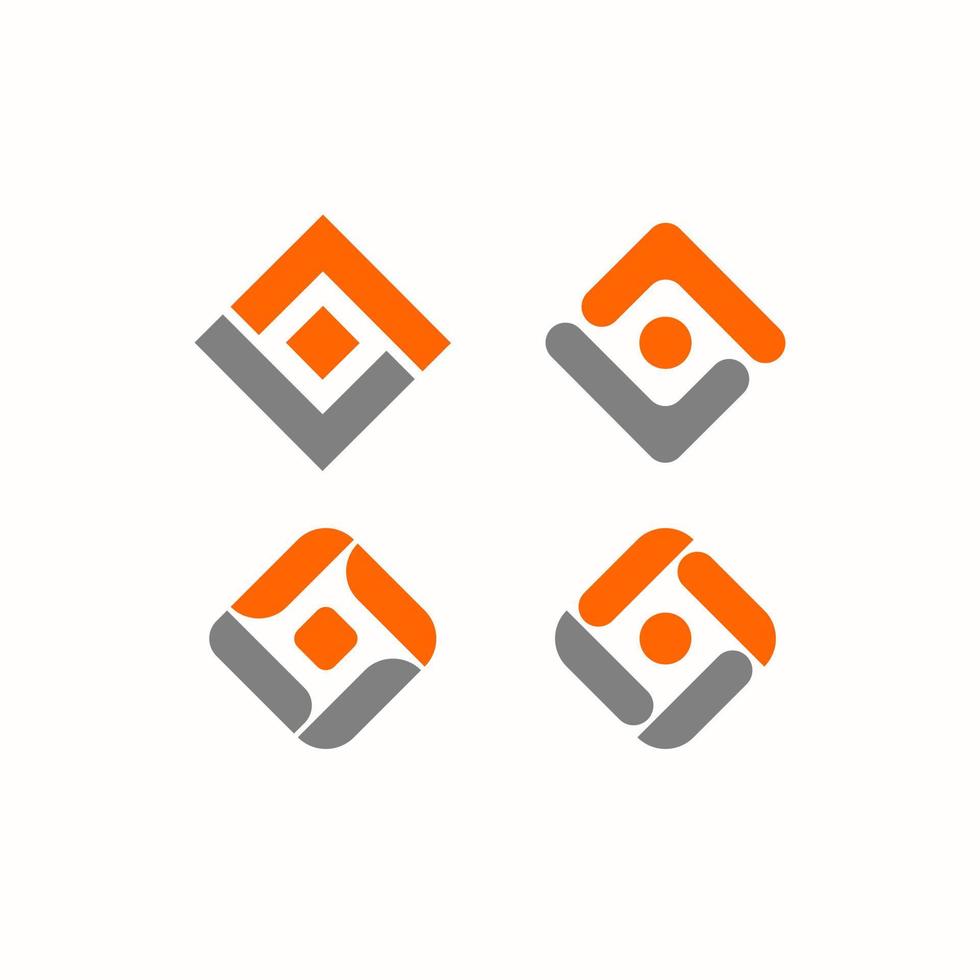 letter ll alfabet bedrijfslogo concept, abstract vierkant beschrijft de continuïteit, pictogram logo, grijs oranje kleur vector