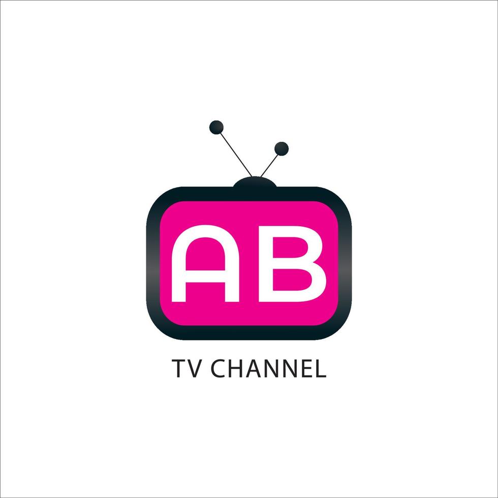 online tv-kanaal logo ontwerpsjabloon, afgerond tv-pictogram, live streaming, entertainmentbedrijf, antenne, roze, magenta, zwart vector