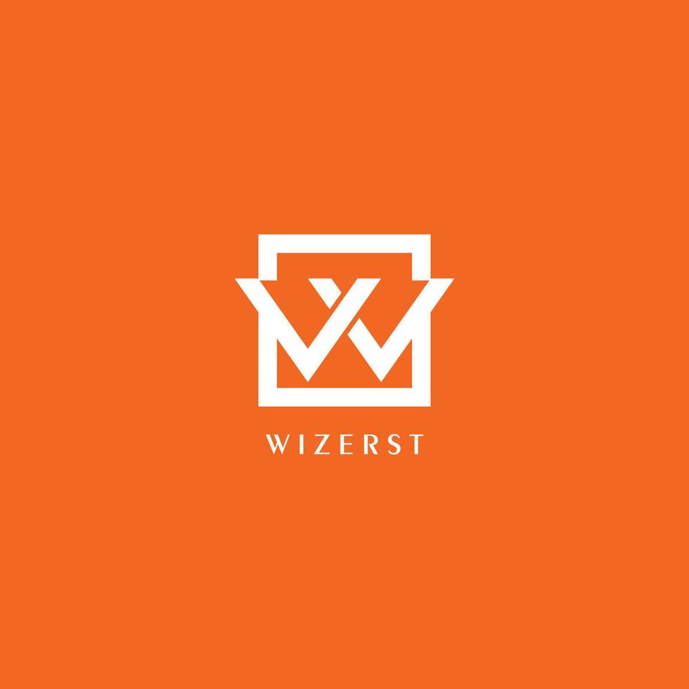 letter w of vv of vw logo ontwerpsjabloon, witte doos op oranje achtergrond, rechthoek vierkant logo concept, eenvoudig en schoon, sterk vet vector