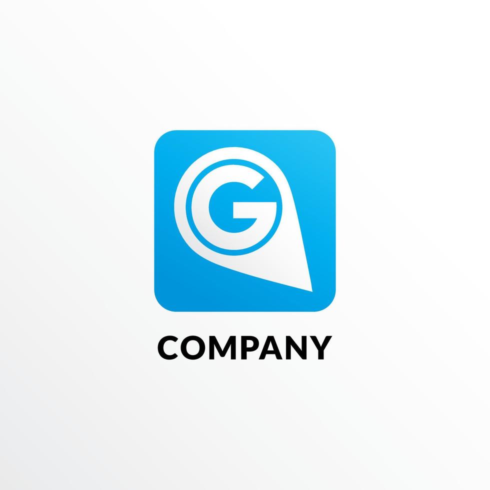 letter g alfabetisch logo ontwerpsjabloon, tracker bedrijfslogo concept, kaart pin-pictogram, blauwe afgeronde vierkante vorm, eerste abjad, gps, geo-navigatie, transport vector