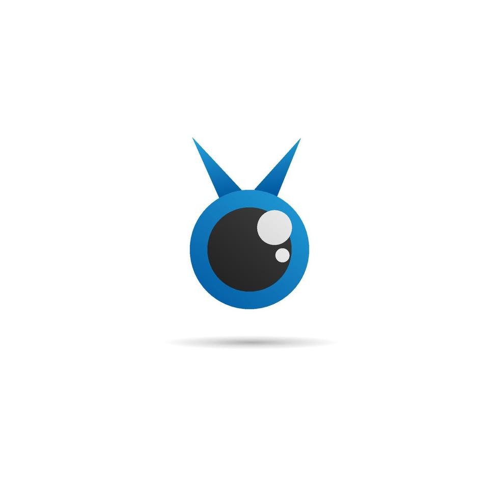 schattig oog cartoon logo ontwerpsjabloon, bedrijfslogo concept, vector pictogram, blauw, zwart, ellips