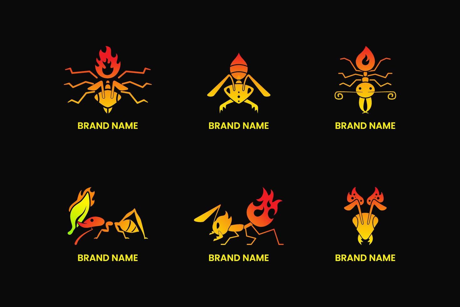 collectie van vuur mier logo concept. modern, verloop, plat, elegant, combinatie, eenvoudig en insectenstijl. beste voor logo, pictogram, symbool en teken. zoals dier, mascotte, gevaarlogo en t-shirtontwerp vector