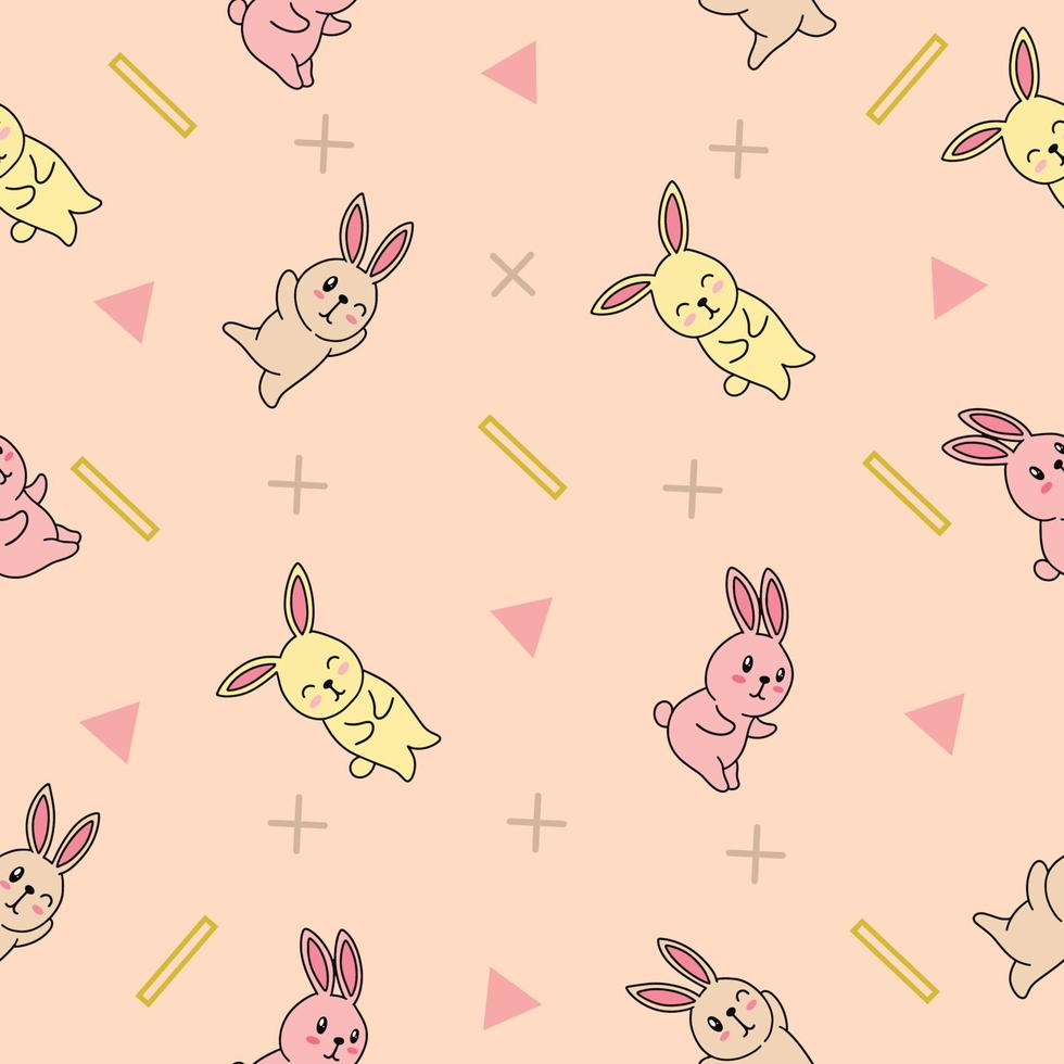 schattig veel konijn dier naadloos patroon object behang met design pastel roze. vector