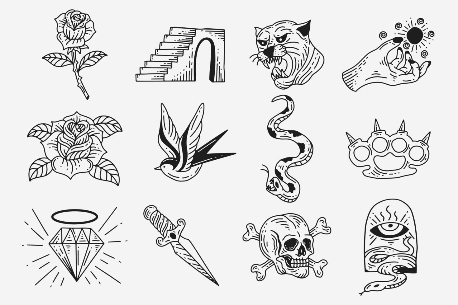 instellen collectie mystiek hemels donker heilig eenvoudig minimalisme tatoeage clipart symbool ruimte doodle esoterische elementen vintage illustratie vector