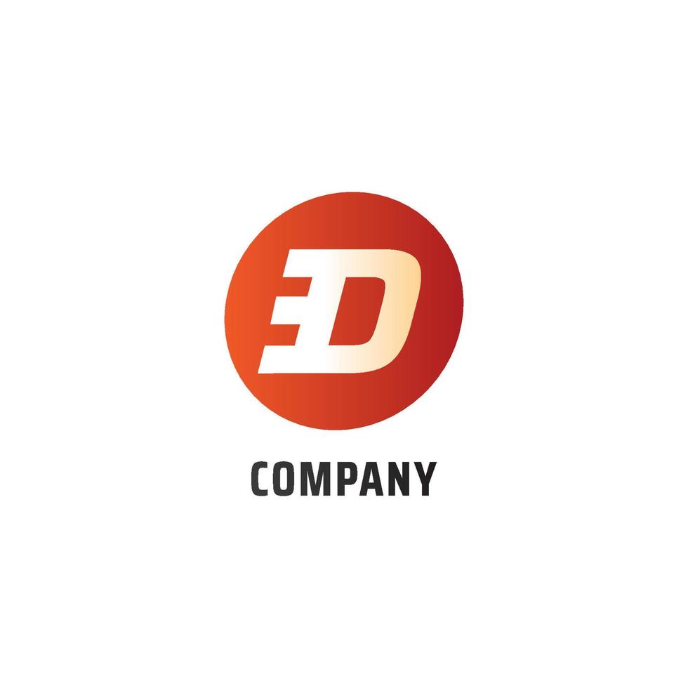 letter d alfabetische logo ontwerpsjabloon, ed logo concept, snelheid, snelle, afgeronde ellips modern, oranje branden vector