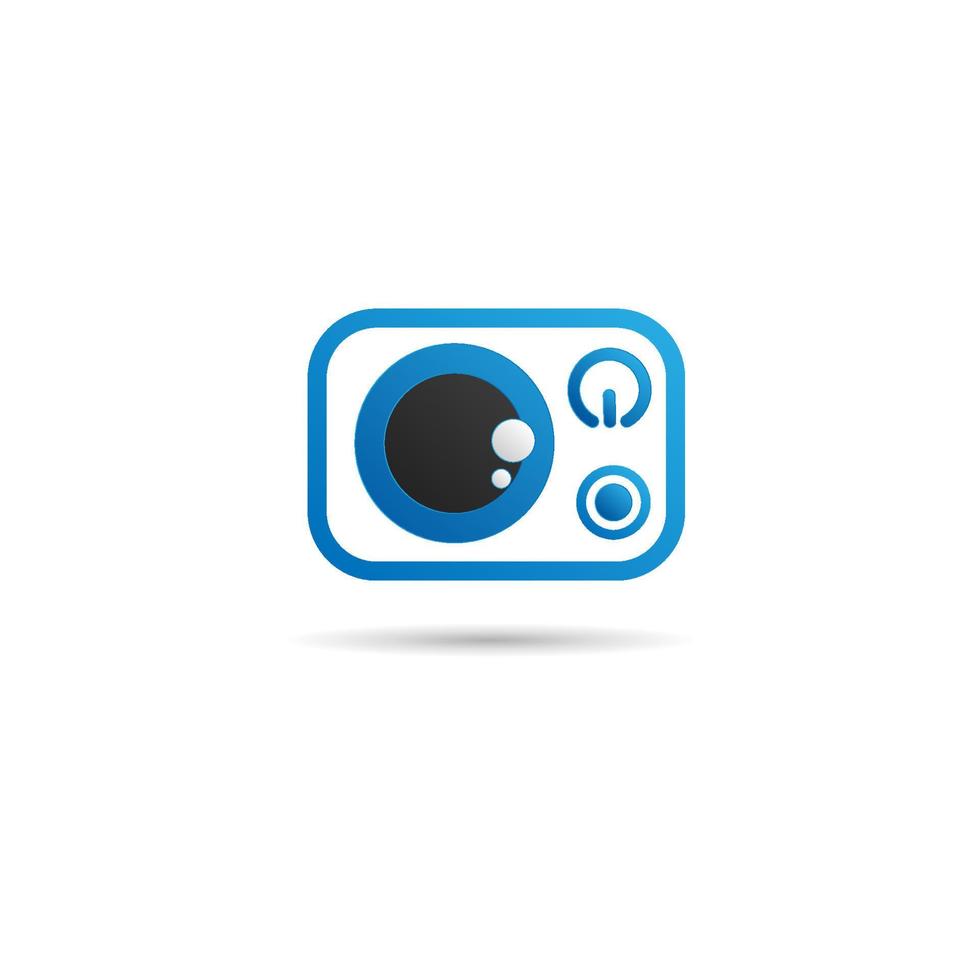 oog camera logo ontwerpsjabloon, cartoon logo concept, vector pictogram, blauw, zwart