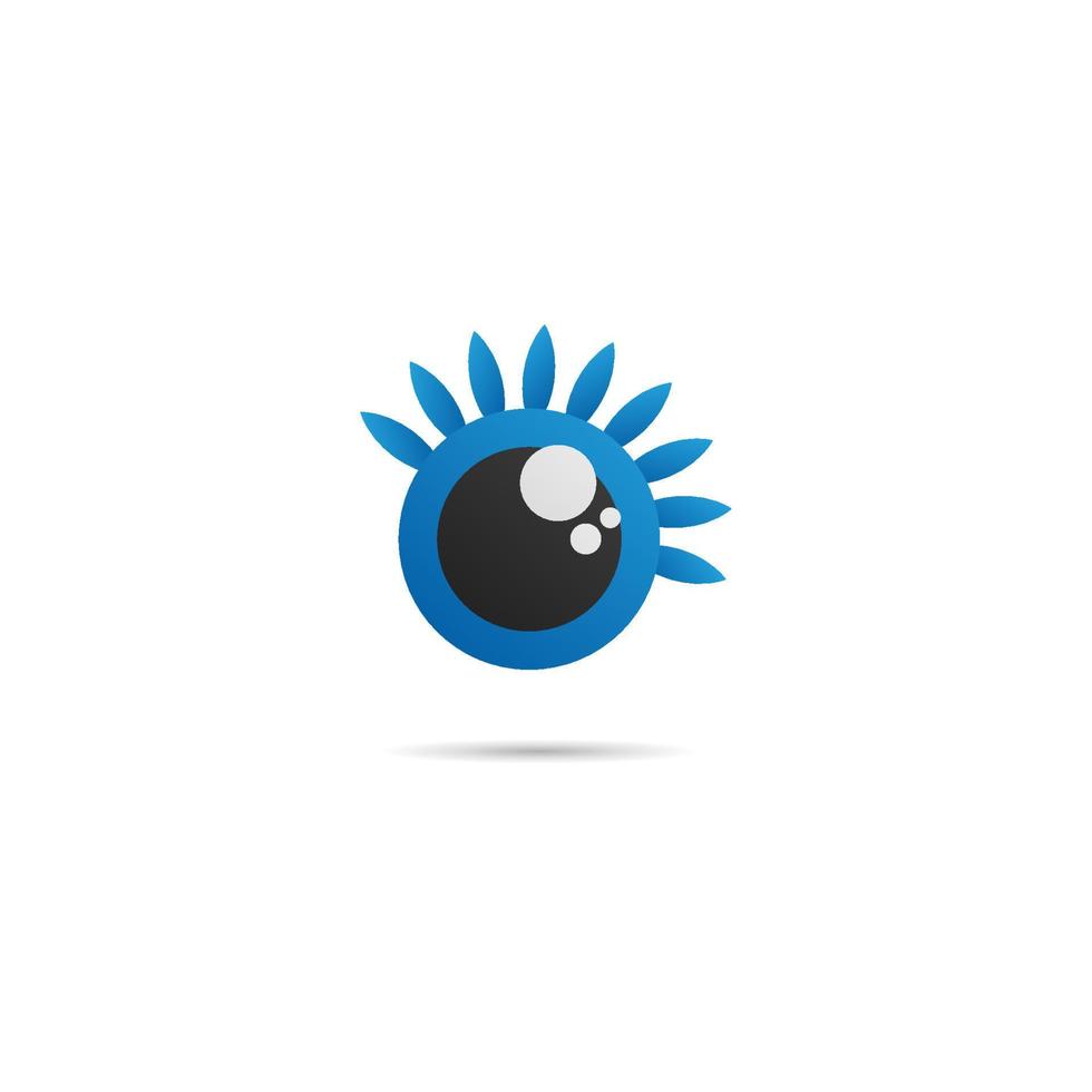 schattig oog cartoon logo ontwerpsjabloon, bedrijfslogo concept, vector pictogram, blauw, zwart, ellips