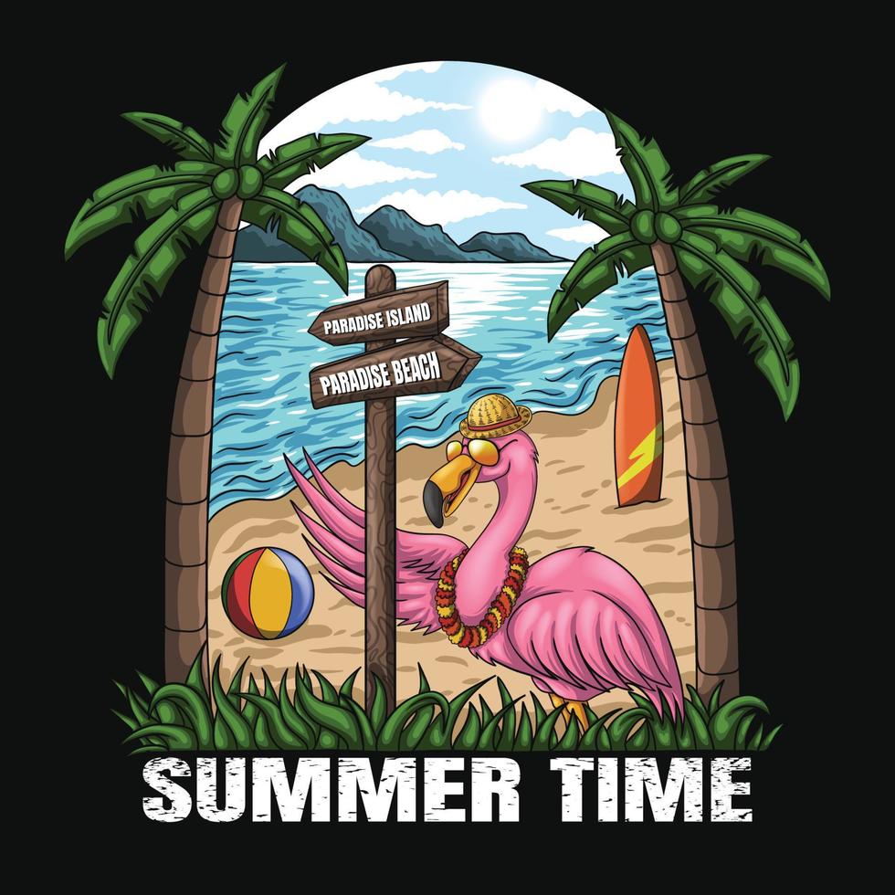 flamingo welkom zomervakantie op het strand vectorillustratie vector