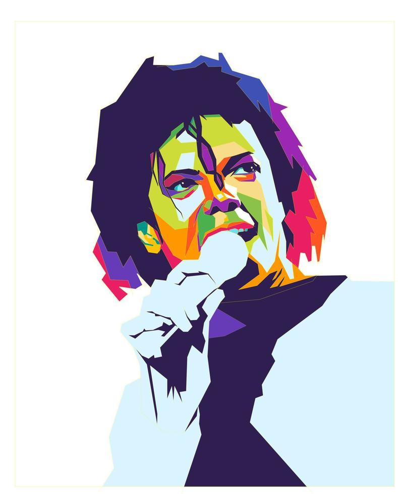 Michael Joseph Jackson kleurrijke kunst met witte bewerkbare achtergrond. vector